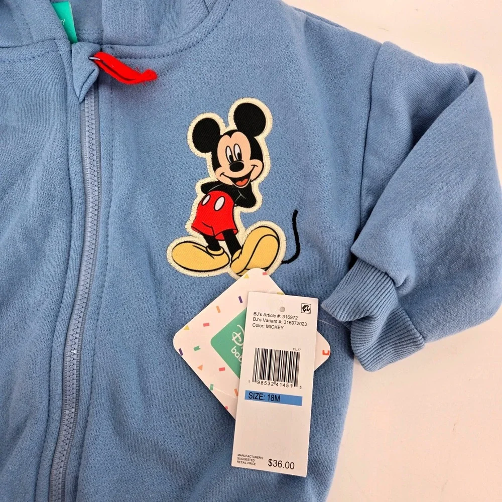 Disney Baby Mickey Mouse Hoodie‎ Sweatpants Set 3D Ear Blue Fleece NWT 18M